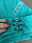 Teal Bikini V Neck High Rise High Cut Bottoms Gold Embellishing Size Small NWT S — photo 3