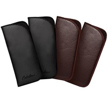 Half Slip-in Slim Soft Eyeglass Case PU Leather Felt Black Brown 4Pack Men Wo...