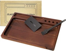 Black Walnut Rolling Tray 11"X7" Tray Rolling Tray Set with Cleaning Brush