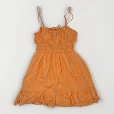 Forever 21 Womens Mini Dress Orange Sz S Lined Smocked Babydoll Y2K Fairy Whimsy