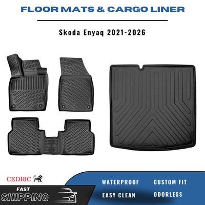 Car Floor Mats & LOWER Cargo Liner for Skoda Enyaq 2021-2026 3D TPE FULL Set