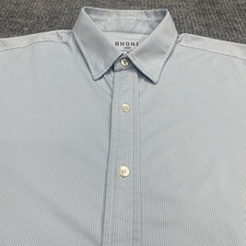 Rhone Button Up Shirt Mens Medium Blue Pinstripe Performance Stretch Long Sleeve
