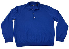 VINTAGE Callaway Collection 1/4 Button 100% Merino Wool Sweater Mens Sz L Blue