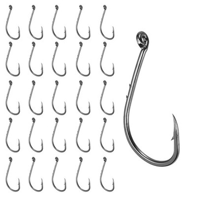 100Pcs Bait Holder Fishing Hook, Double Barbed J Fishing Hooks, 5#, Black