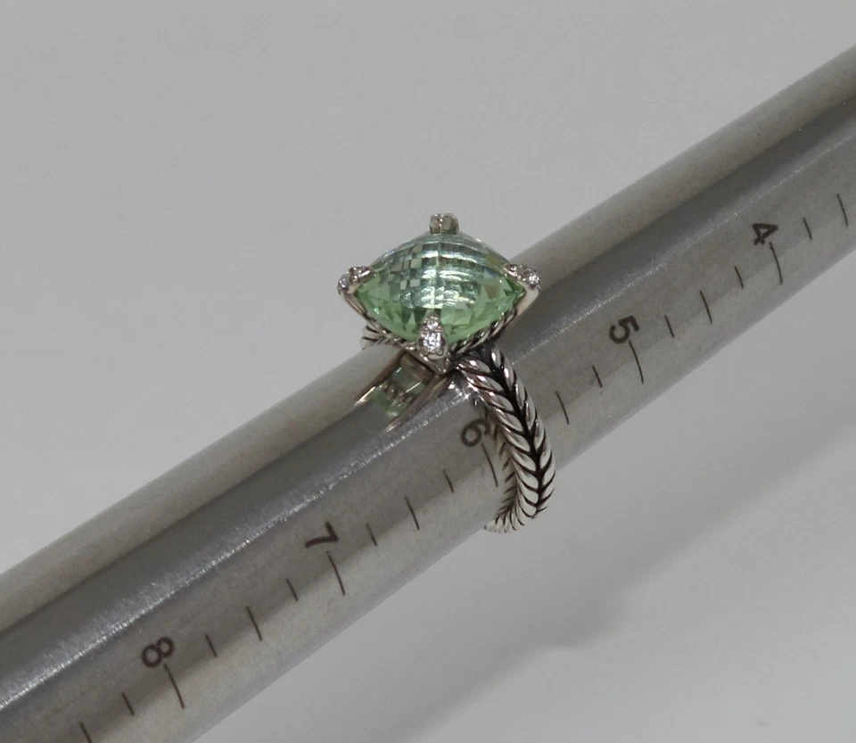 Anillo David Yurman Chatelaine Talla 6 Verde Prasiolita Plata de Ley 11 Mm Foto 4 de 4