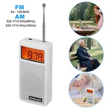Portable Pocket Radio AM FM Digital Radio Receiver w/ LCD Screen Speaker Clock