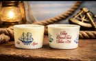 2 Vintage Old Spice Shaving Mug Cup Ship Grand Turk Milk Glass