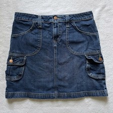 00s Y2K Vintage Low Rise Denim Cargo Mini Skirt Old Navy Size 4