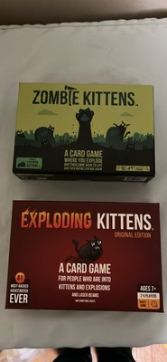 Exploding Kittens and Zombie Kittens Card Games - CIB -USED