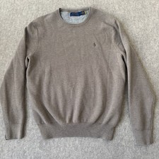 Polo Ralph Lauren Crewneck Sweater Mens L Tan Cotton Pullover
