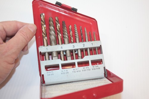 Snap-On SAE 10 Pc Drill Extractor Set EXDL10 Left Hand in Red Case FREE SHIP USA