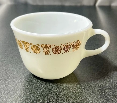 Vintage Pyrex “Butterfly Gold” Milk Glass Coffee  Mug Cup C Handle