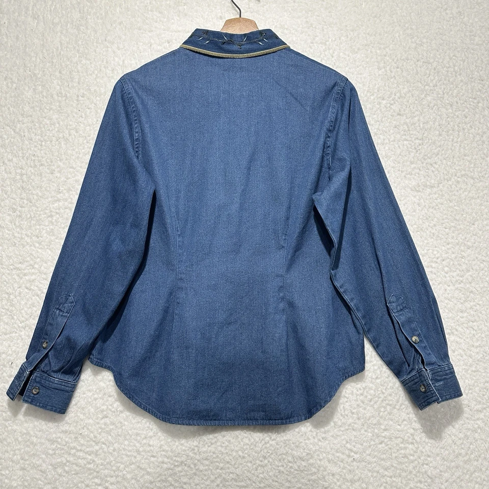 Camisa para mujer Talbots Petites vintage abotonada 100 % algodón bordada talla S Foto 2 de 4