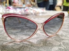 Vtg Foster Grant Sunglasses Oversized Cat Eye Clear  Ruby Gradient Lens France
