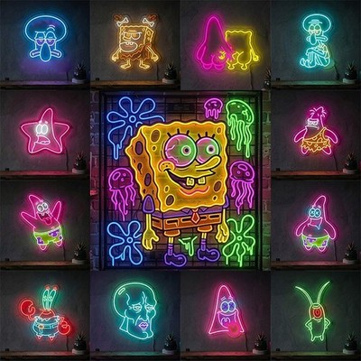 SpongeBob Freaks Neon LED Schild Kollektion   Meme Bikini Bottom Wanddeko Gaming