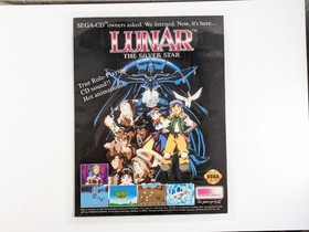 Lunar The Silver Star 1992 video game Laminated Ad Sega CD Working Designs Gift
