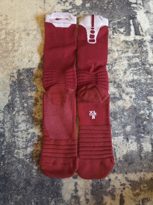 Nike Elite Versatility Crew Basketball Socks - X-LARGE - Maroon & White