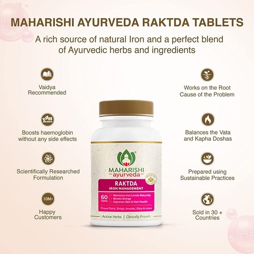 Maharishi Ayurveda Raktda Tablets For Men and Women 60 Tablets Pack Free Ship - Bild 5 von 6