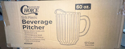 (12 Pack) Choice 60 oz. Clear Plastic Round NSF Restaurant Beverage Pitchers