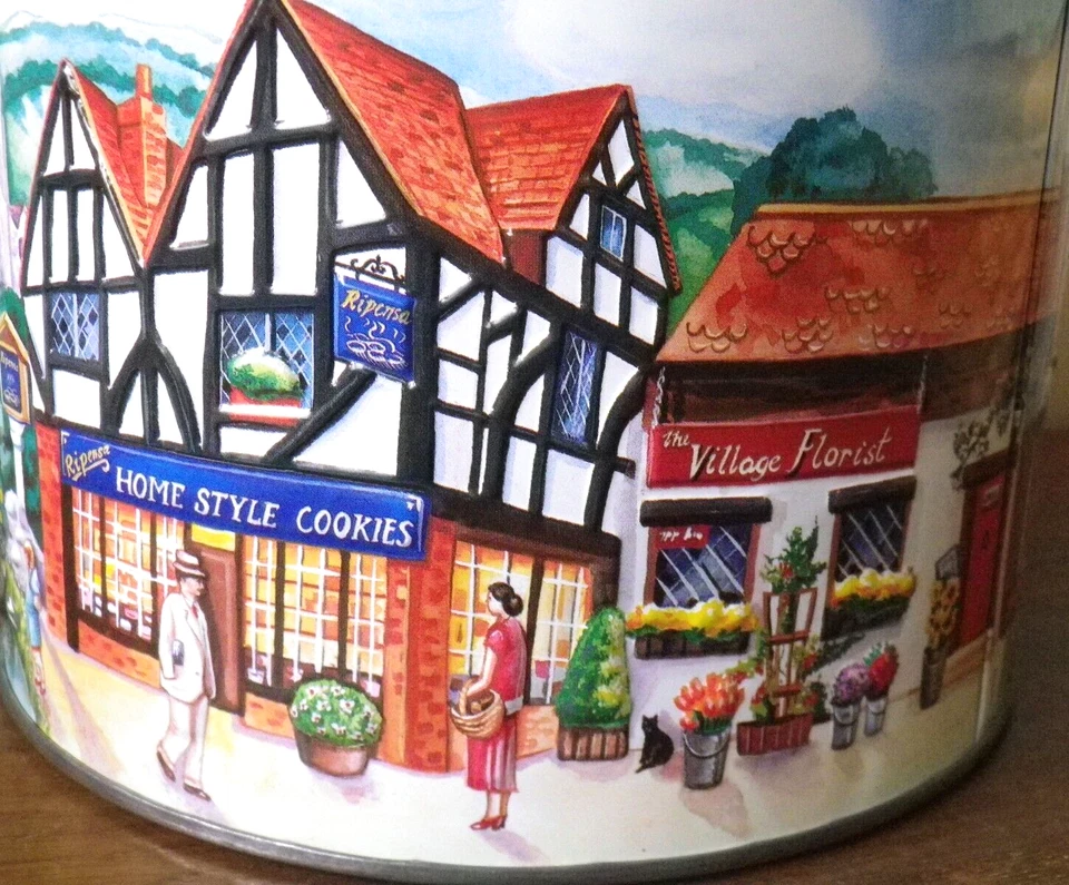 Boîte à biscuits Anglaise the Swan Pub en métal repoussé. The old mill, Butchers - Photo 4/4