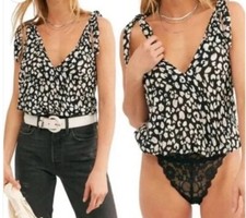 NWT Intimately Free People Womens Size XS Bare It All Bodysuit Black White Lace