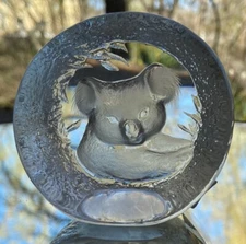 Signed Mats Jonasson Koala Bear Paperweight Sculpture Mint w Label