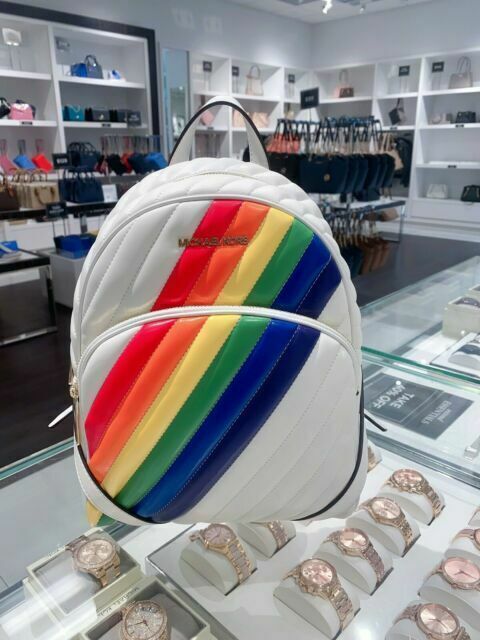 Michael Kors Abbey Medium Monogram Backpack - White/Rainbow  display picture 1