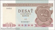 DWN - SLOVENSKO 10 Korún 2016 UNC - Very low serial 000087 - Private issue