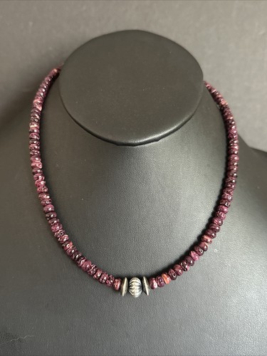 Sterling Silver Purple Spiny Oyster Bead Necklace W Earrings Set Gift 18 Inch - Picture 5 of 12
