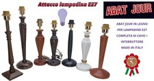 BASE LAMPADA ABAT JOUR IN LEGNO ATTACCO LAMPADINA E27 VITE GRANDE