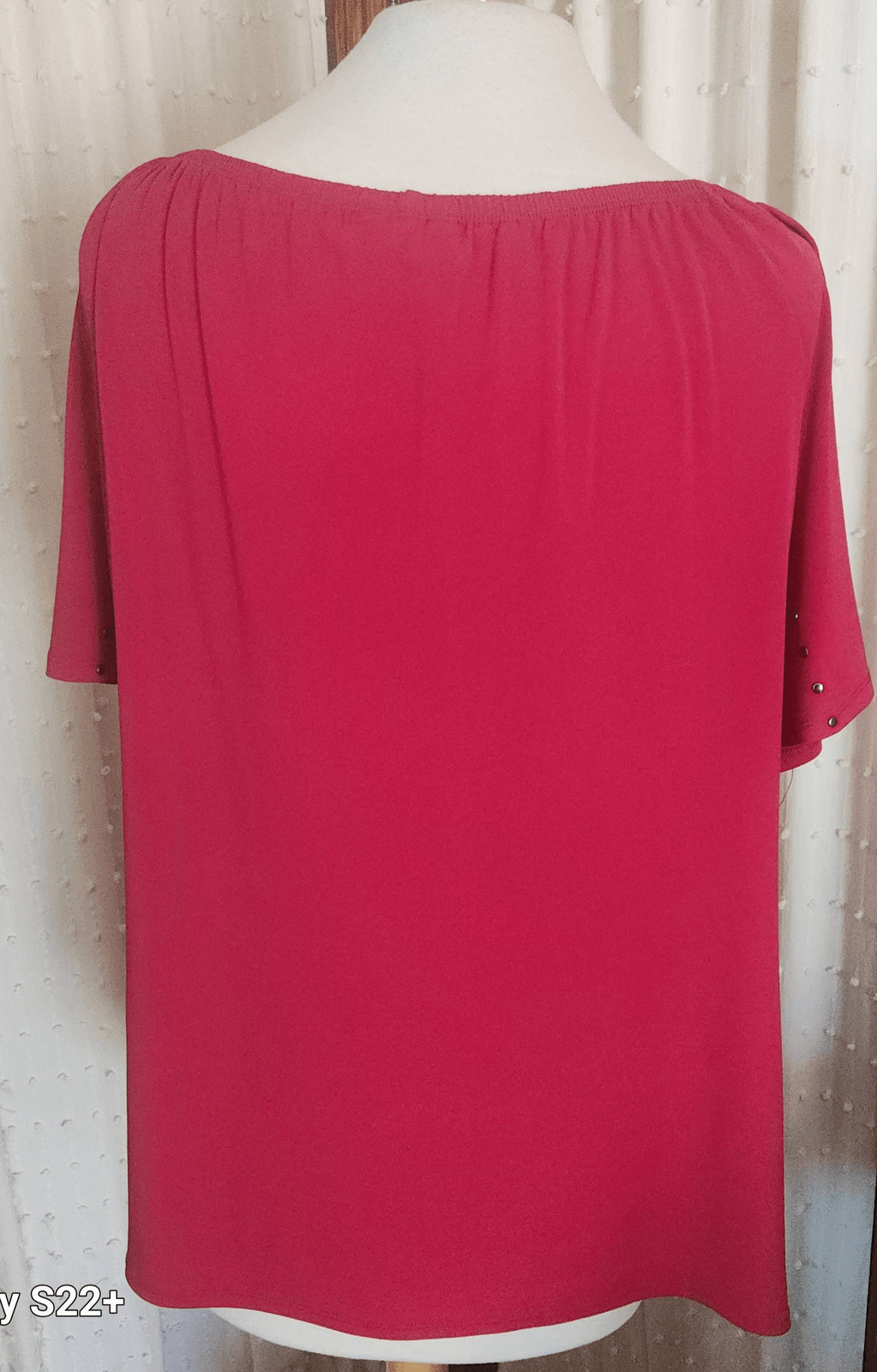 T74 Essentials Red Western stretchy top deep scoo… - image 7