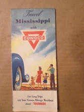 Conoco Highway Road Map of Mississippi 1952