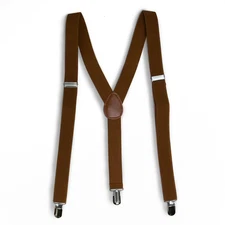 BEYONDFASHION MEN WOMEN UNISEX Y-SHAPE BRACES ADJUSTABLE SUSPENDER-LIGHT BROWN