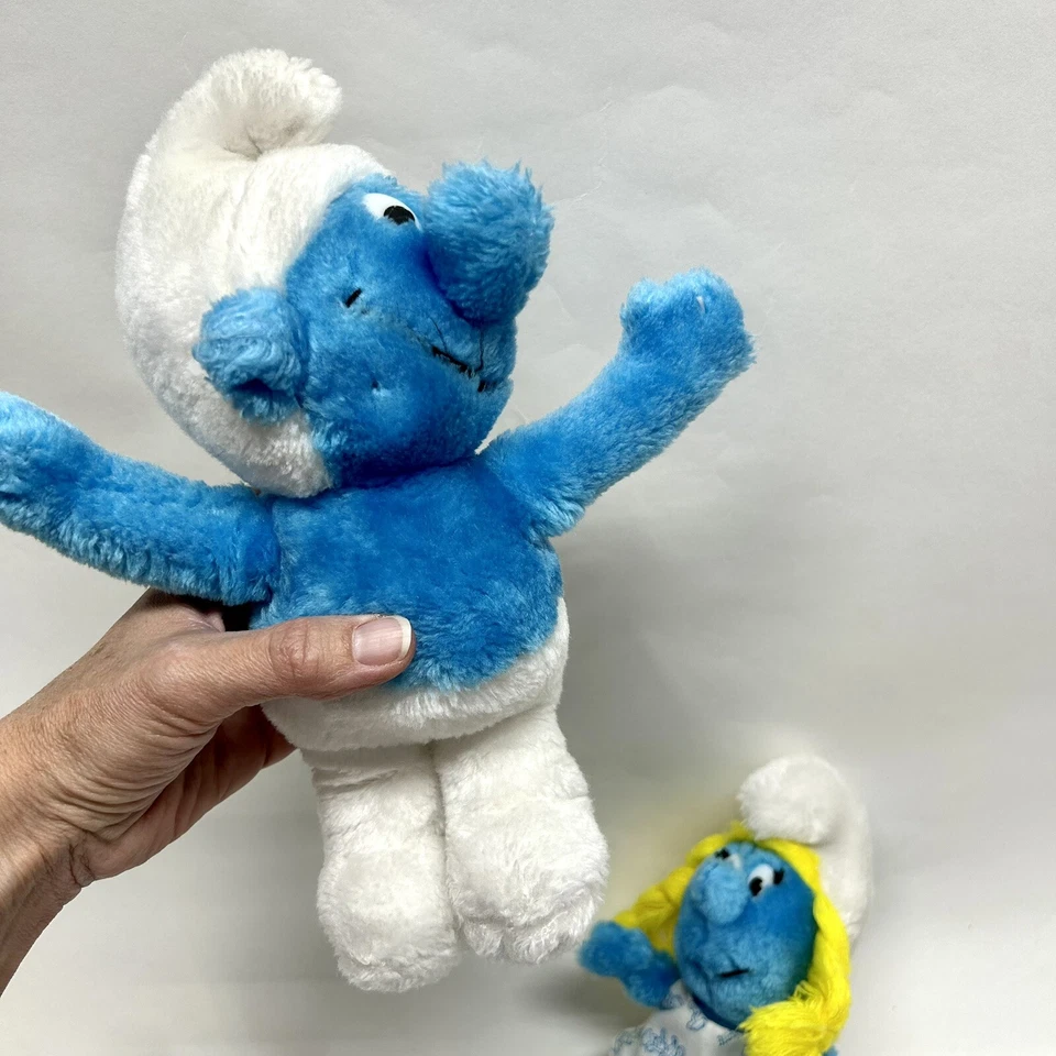 复古 1981 - 1982 年 批量 3 件 Ganze Bros. Smurfs One Boy 2 女孩 Plushes (H2) — 第 4/4 张图片