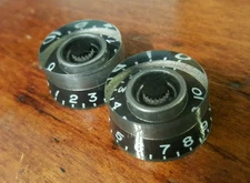 2 Guitar Speed Volume / Tone Knobs.. Black/Gun Metal... JAT CUSTOM GUITAR PARTS