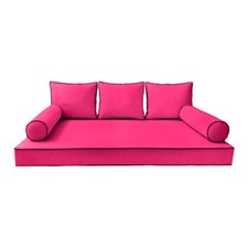  COVER ONLY -S3 Daybed Mattress Bolster Pillow Covers Contrast Trim Twin AD110