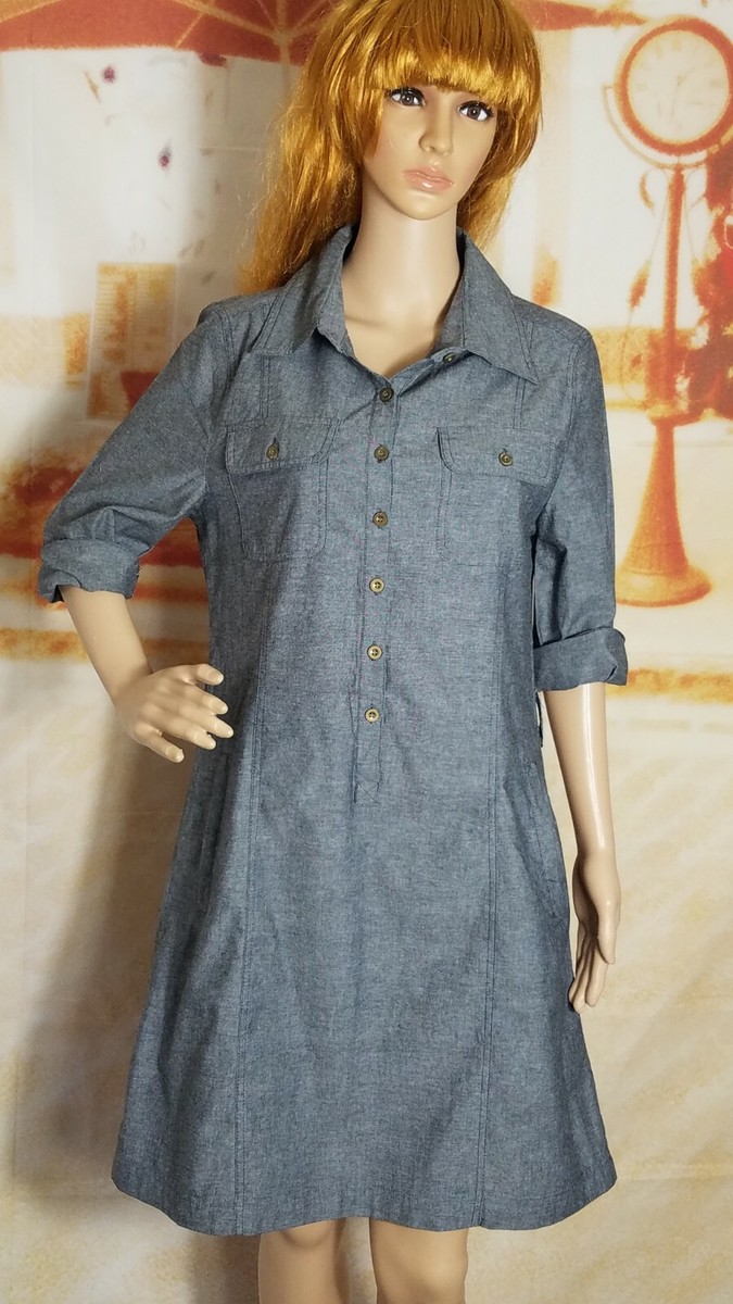 montana shirt dress Montana Denim Midi Shirtdress - Light Blue - Short Sleeves w/ Button Down Front, L