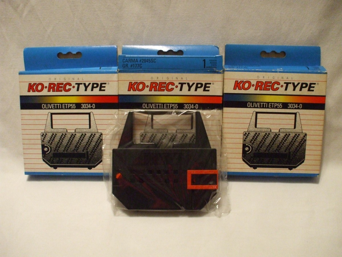 KO-REC-TYPE Olivetti TP55 #3034-0 Black Replacement Ribbon 3 Units