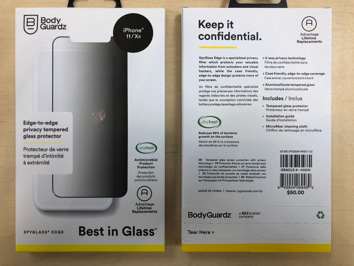 BodyGuardz SPYGLASS Edge iPhone 11 XR Privacy Tempered Glass Protector