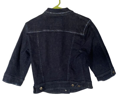 Sergio Valente Women’s Denim Jacket With Rhinestone Accents Button Front  Logo