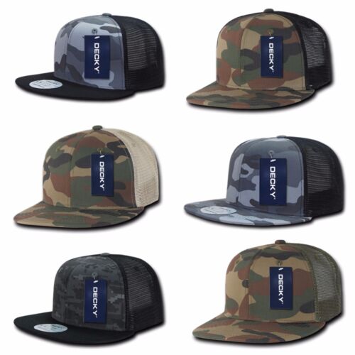 Mens Mesh Trucker Baseball Cap Snap back Camo Army Hiking Gym High Crown Hat - Picture 1 of 37