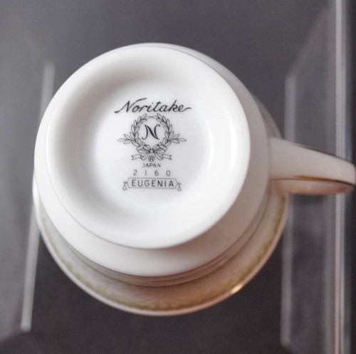 Vintage Noritake China Japan 2160 Eugenia Cup White Flowers Green Shade Y5 - Picture 7 of 10