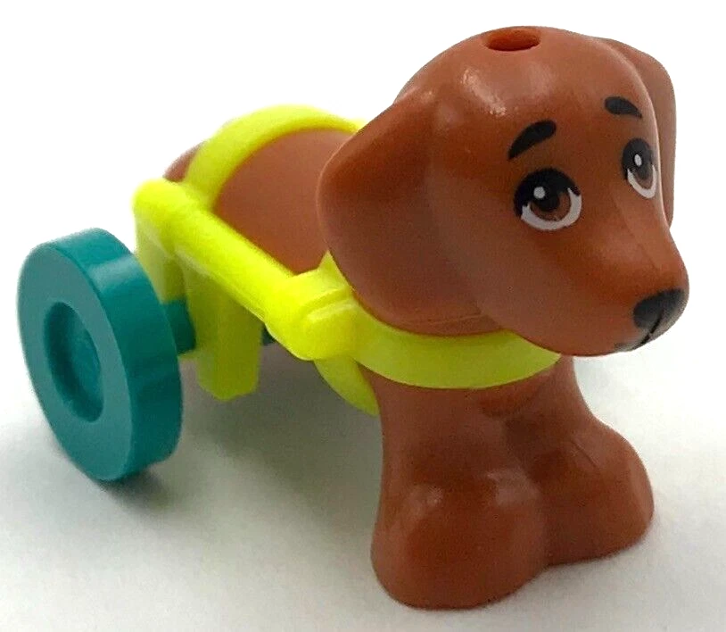 Lego New Dark Orange Dog Friends Dachshund Animal Pet Handicap Wheelchair