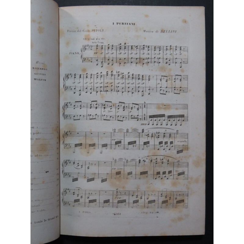 BELLINI Vincenzo I Puritani Opera Singing Piano Ca1840 | eBay