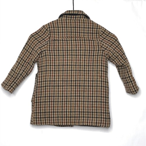 Zara Girls Brown Plaid Wool Long Coat Size 6 Front Button - Picture 4 of 8