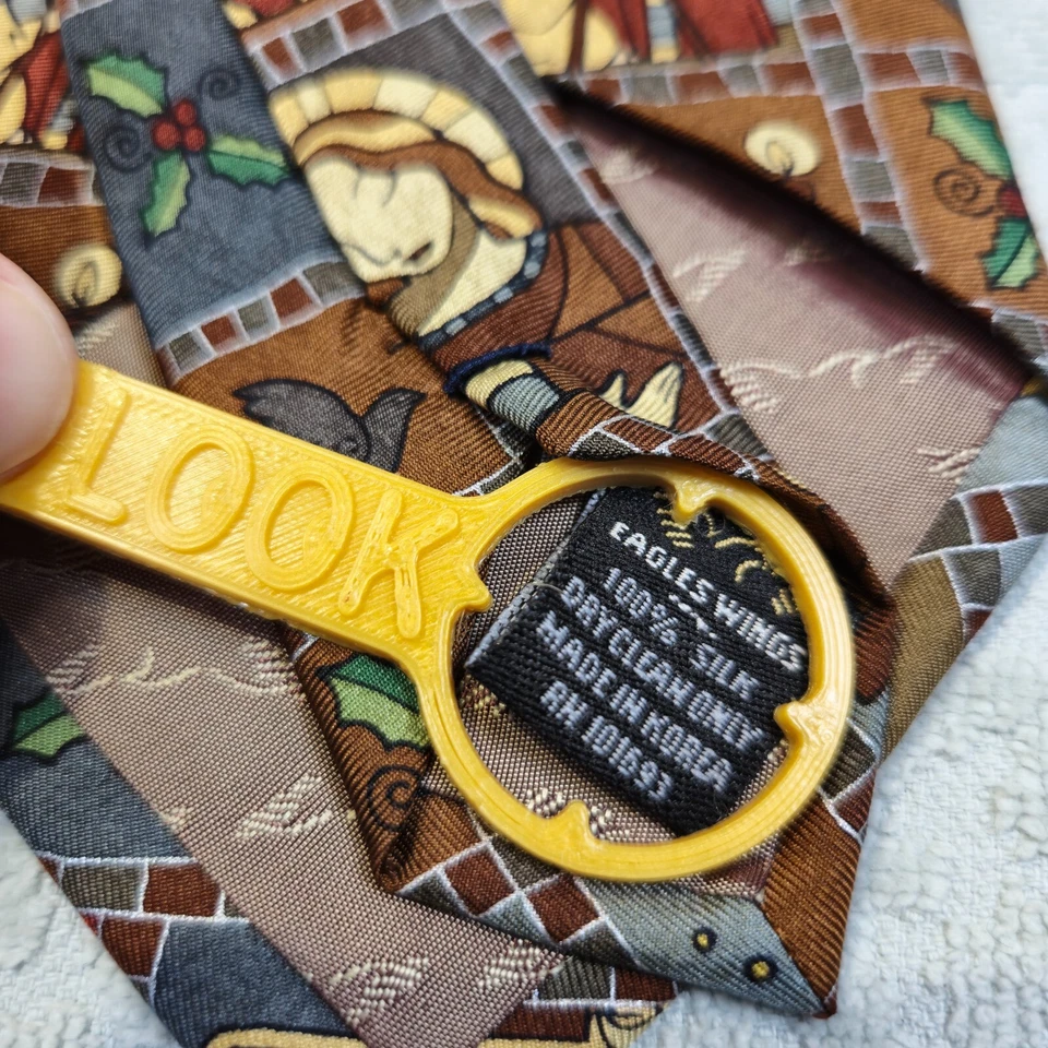 Corbata vintage alas de águila para hombre belén Navidad cristiana estrella seda usada en excelente estado Foto 4 de 4