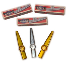 3 Pack Classic TIN KAZOOS Retro Music Toy Instrument Sound Metal Noise Maker Fun
