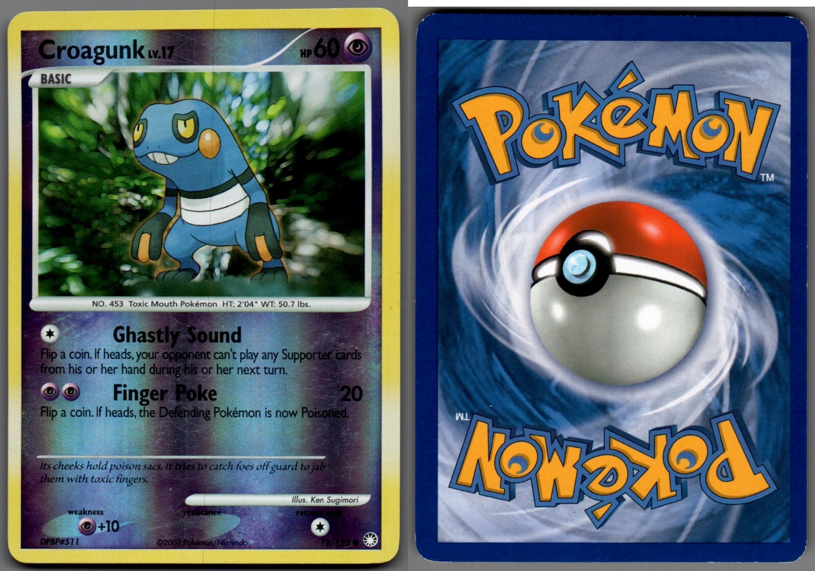 2007 Pokemon, D&P Mysterious Treasures, #78/123 Croagunk, Reverse Holo Common