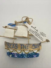 2018 Hallmark Seas The Day Metal & Canvass New W/ Tags Ship Christmas Ornament