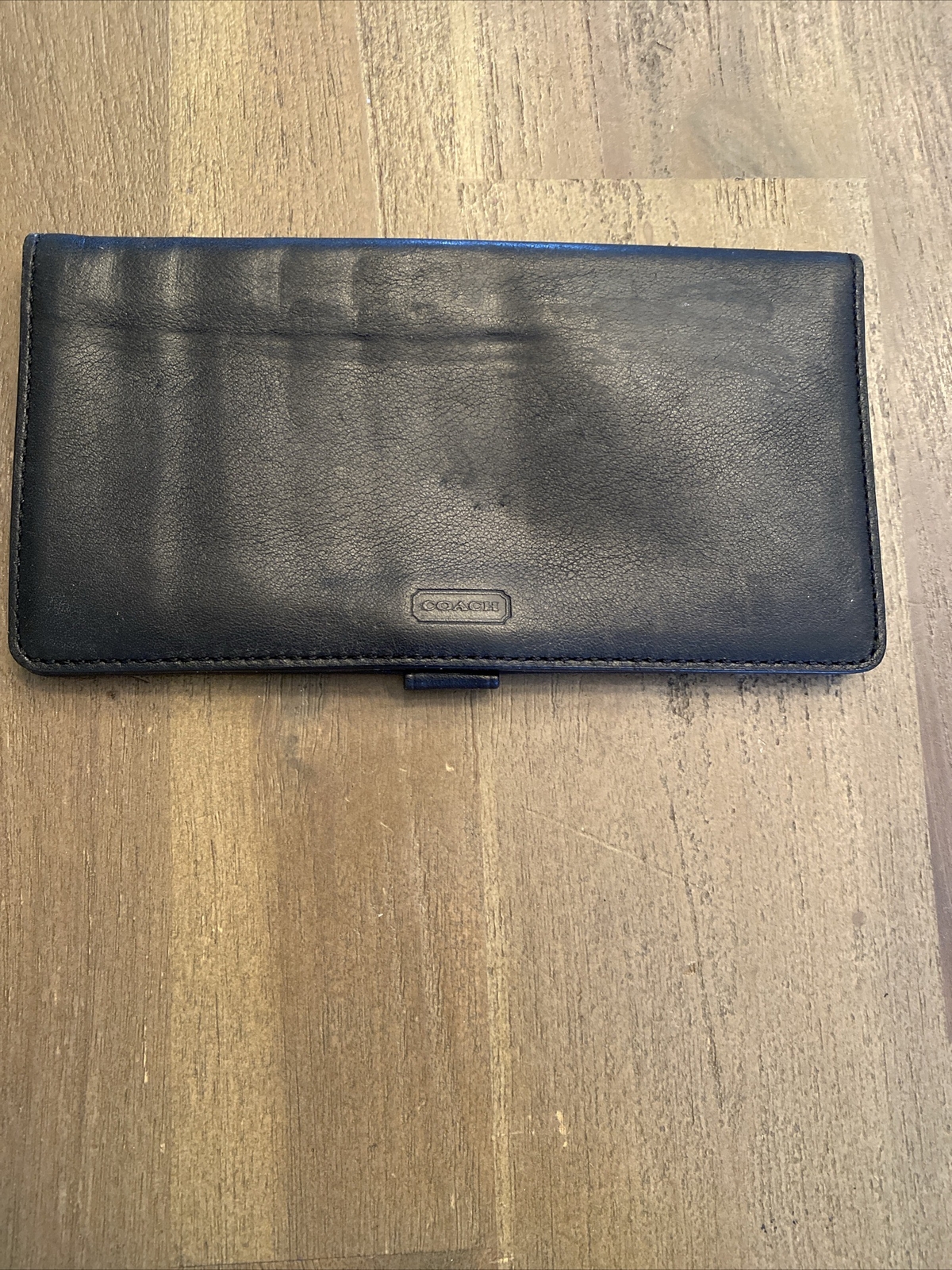 Coach Black Leather Checkbook Cover Gem